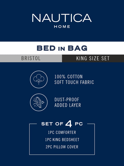 Super Soft 100% Cotton Double Comforter With 1 King Bedsheet And 2 Pillow Covers For All Weather <small> (stripe-blue/green)</small>