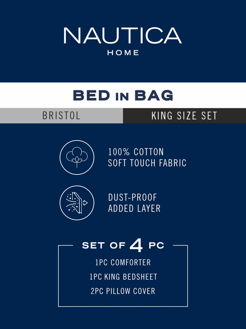 Super Soft 100% Cotton Double Comforter With 1 King Bedsheet And 2 Pillow Covers For All Weather <small> (stripe-blue/green)</small>