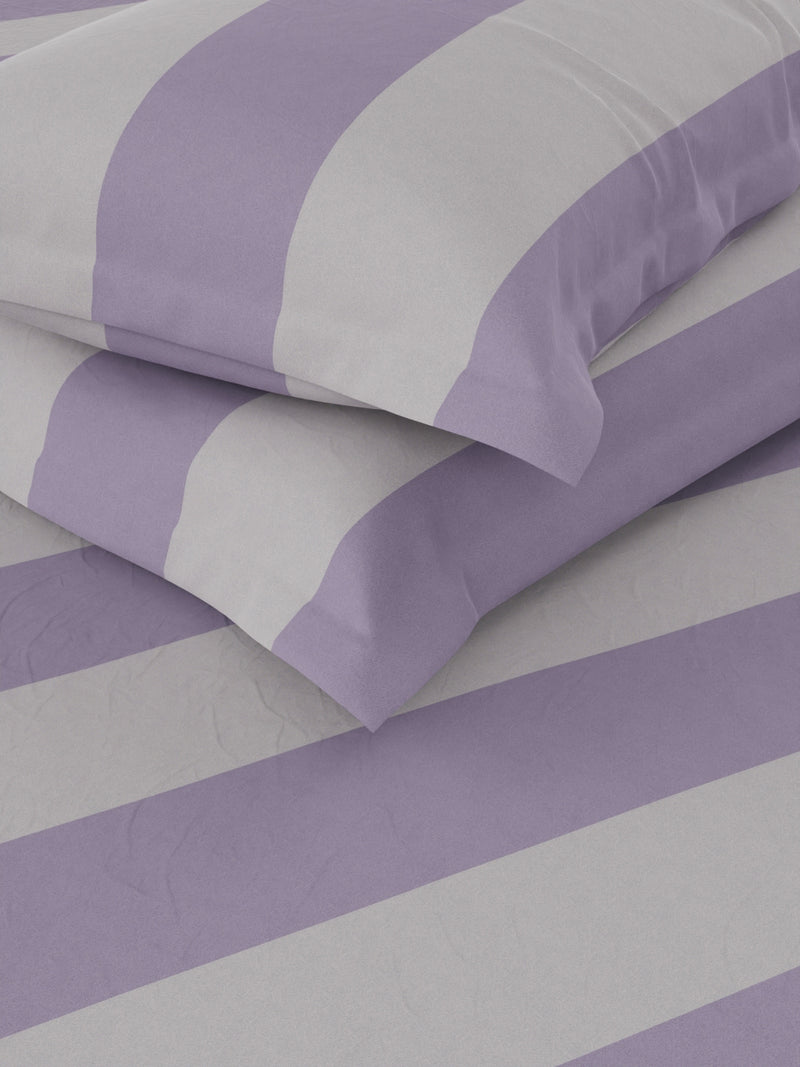 Super Soft 100% Cotton Double Comforter With 1 King Bedsheet And 2 Pillow Covers For All Weather <small> (checks-purple/grey)</small>
