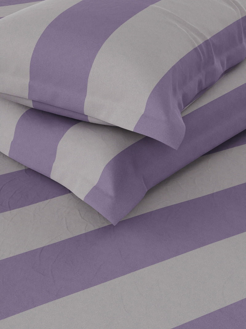 Super Soft 100% Cotton King Bedsheet And 2 Pillow Covers <small> (checks-purple)</small>