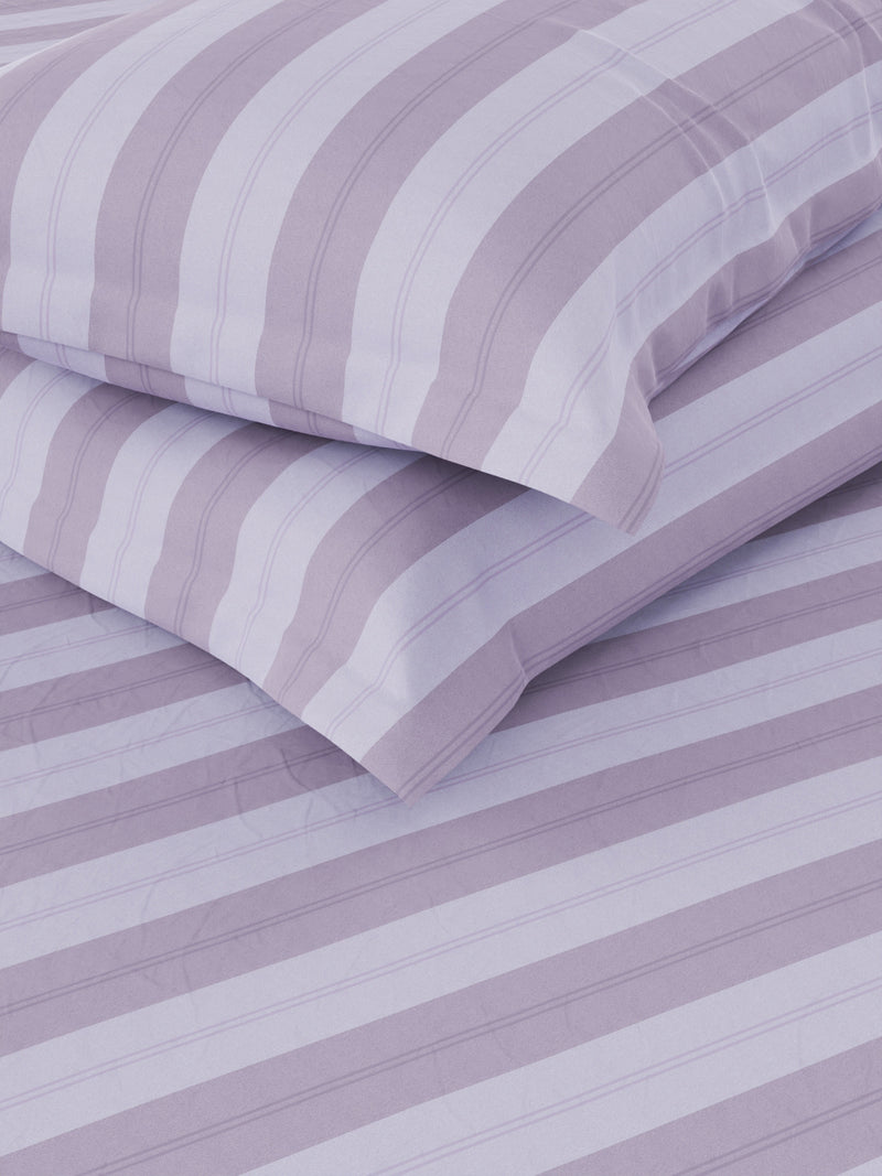 Super Soft 100% Cotton King Bedsheet And 2 Pillow Covers <small> (checks-purple)</small>
