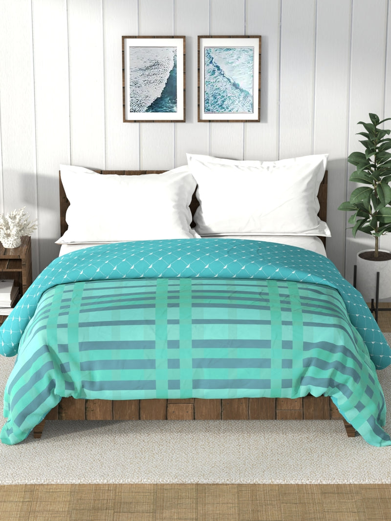 Super Soft 100% Cotton Fabric Comforter For All Weather <small> (stripe-seagreen)</small>