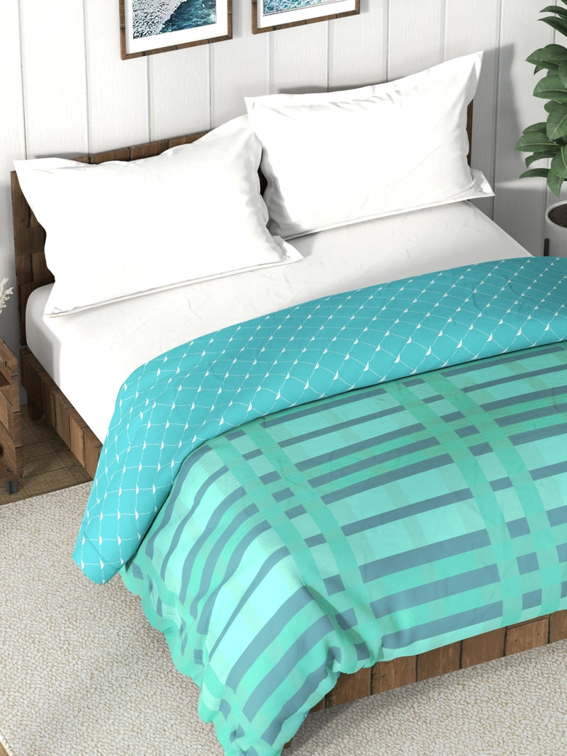 Super Soft 100% Cotton Fabric Comforter For All Weather <small> (stripe-seagreen)</small>