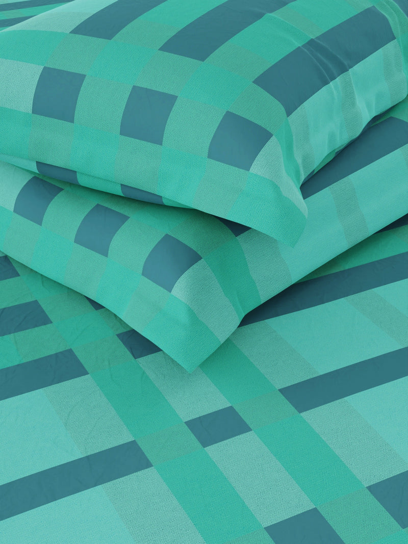 Super Soft 100% Cotton King Bedsheet And 2 Pillow Covers <small> (stripe-seagreen)</small>