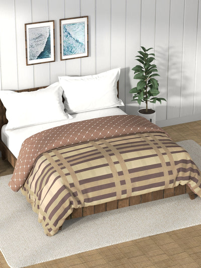 Super Soft 100% Cotton Fabric Comforter For All Weather <small> (stripe-brown/beige)</small>