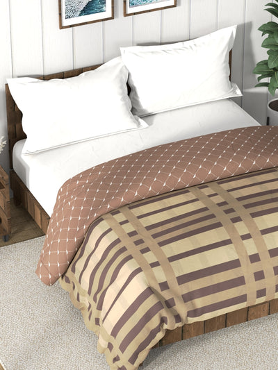 Super Soft 100% Cotton Fabric Comforter For All Weather <small> (stripe-brown/beige)</small>