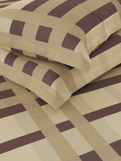 Super Soft 100% Cotton King Bedsheet And 2 Pillow Covers <small> (stripe-sand)</small>