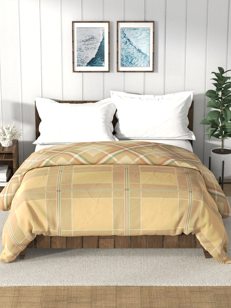 Super Soft 100% Cotton Fabric Comforter For All Weather <small> (checks-sand/multi)</small>