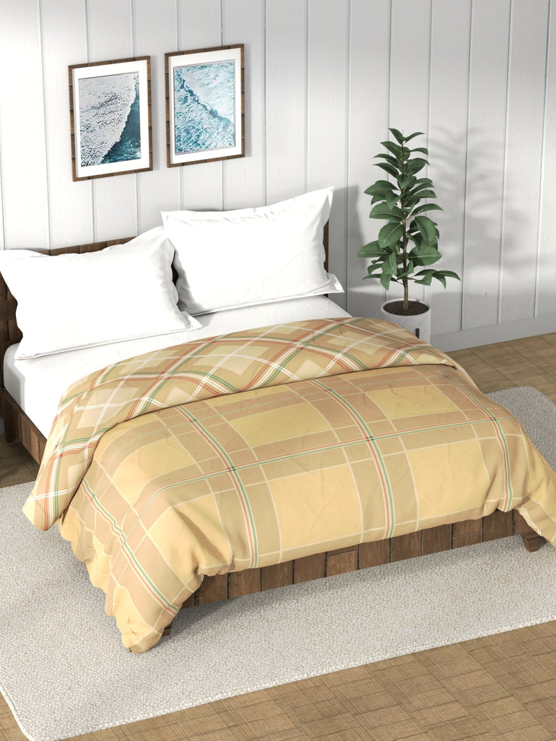 Super Soft 100% Cotton Fabric Comforter For All Weather <small> (checks-sand/multi)</small>