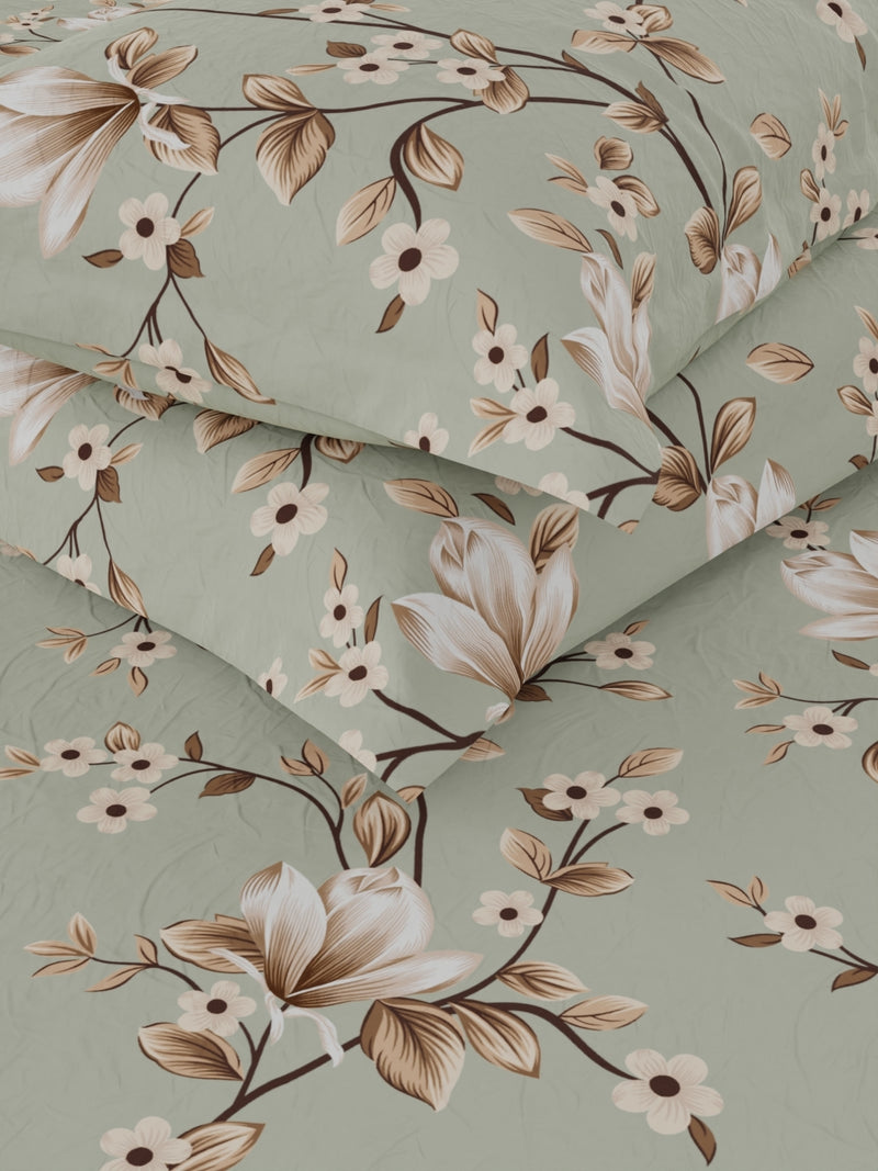 Bamboo Micro King Bedsheet With 2 Pillow Covers <small> (floral-sage)</small>