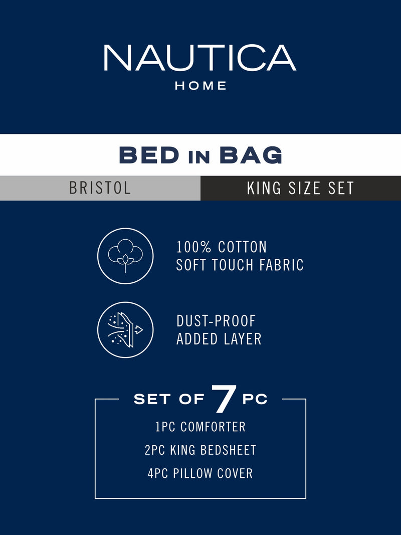 Super Soft 100% Cotton Double Comforter With 1 King Bedsheet And 2 Pillow Covers For All Weather <small> (checks-cool grey)</small>