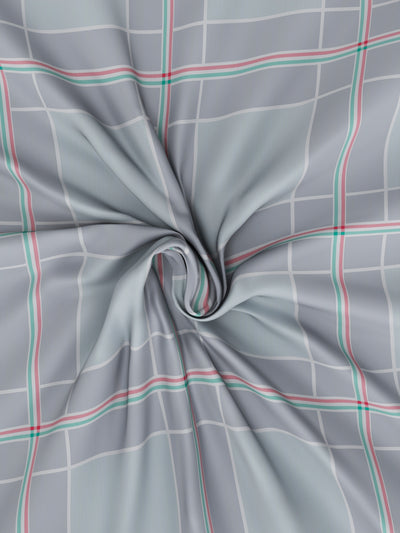 Super Soft 100% Cotton King Bedsheet And 2 Pillow Covers <small> (checks-coolgrey)</small>