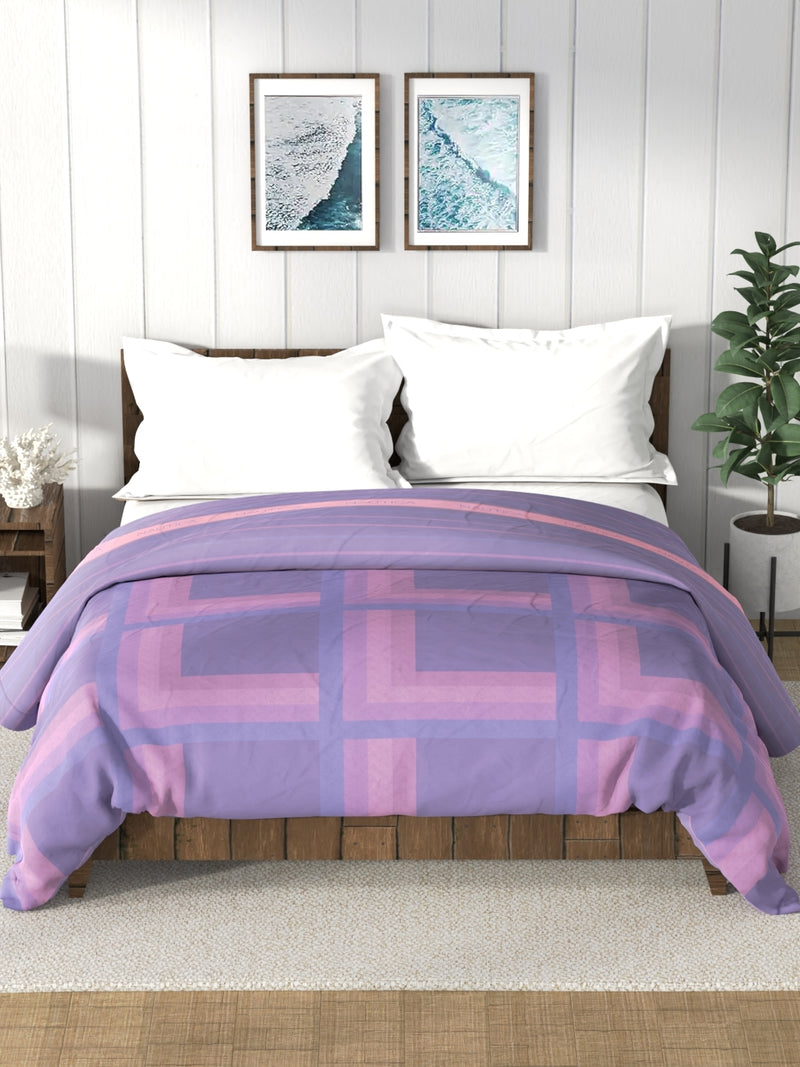 Super Soft 100% Cotton Fabric Comforter For All Weather <small> (stripe-lilac/multi)</small>