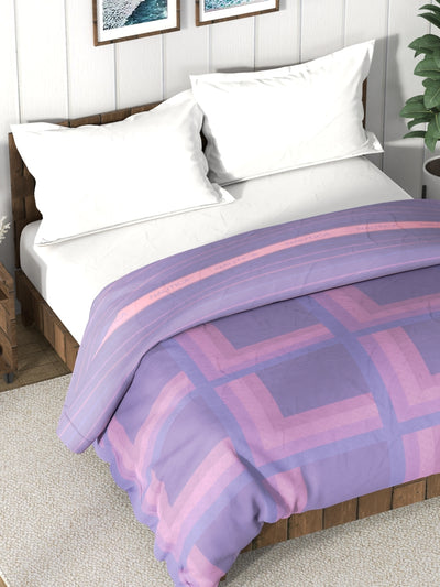 Super Soft 100% Cotton Fabric Comforter For All Weather <small> (stripe-lilac/multi)</small>