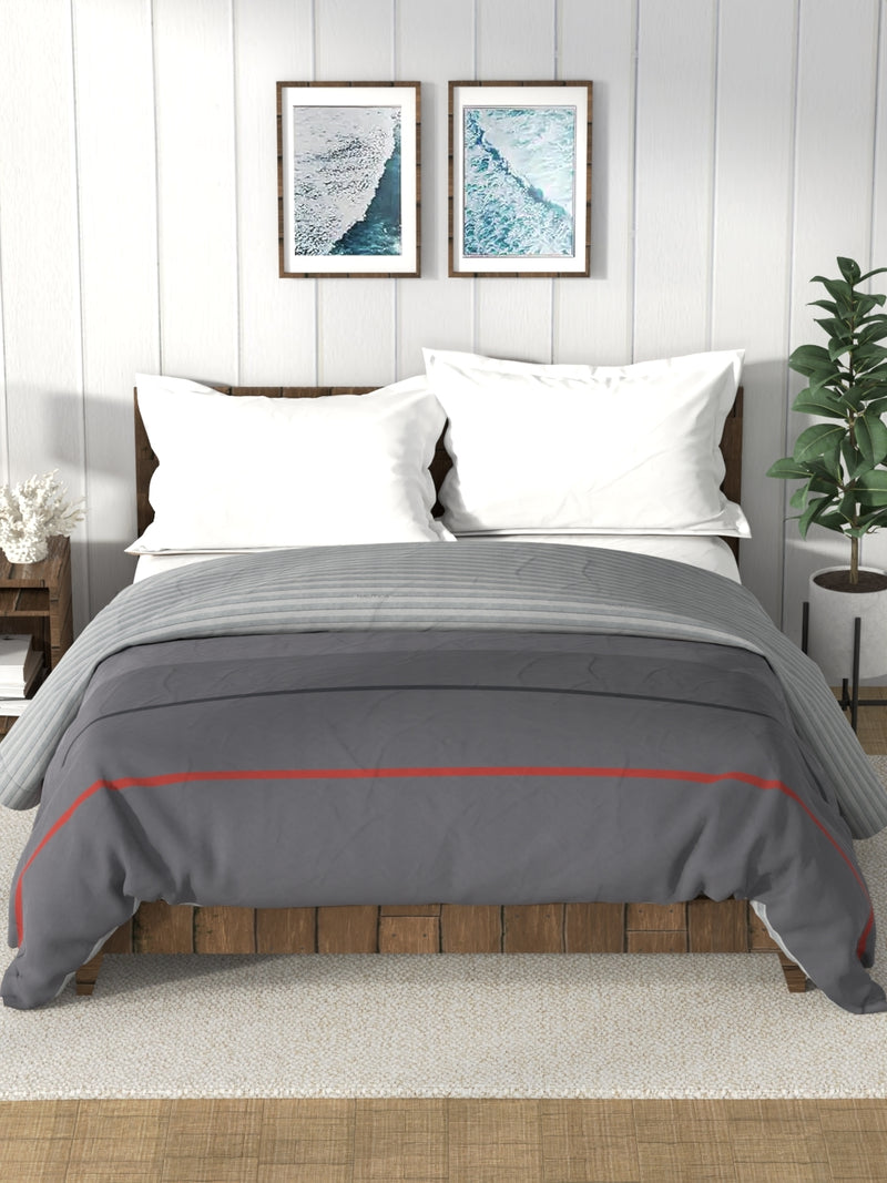 Super Soft 100% Cotton Fabric Comforter For All Weather <small> (stripe-grey)</small>