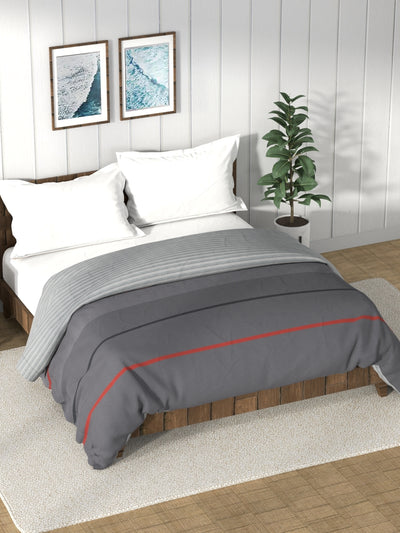 Super Soft 100% Cotton Fabric Comforter For All Weather <small> (stripe-grey)</small>