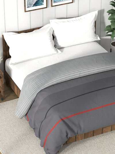 Super Soft 100% Cotton Fabric Comforter For All Weather <small> (stripe-grey)</small>