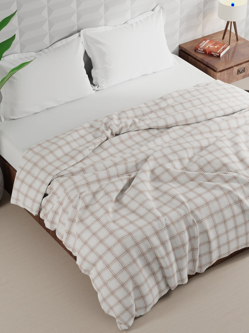 Super Soft Microfiber Double Comforter For All Weather <small> (checks-ivory/multi)</small>