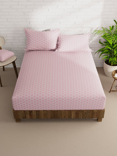 Extra Smooth Micro Double Bedsheet With 2 Pillow Covers <small> (geometric-pink)</small>