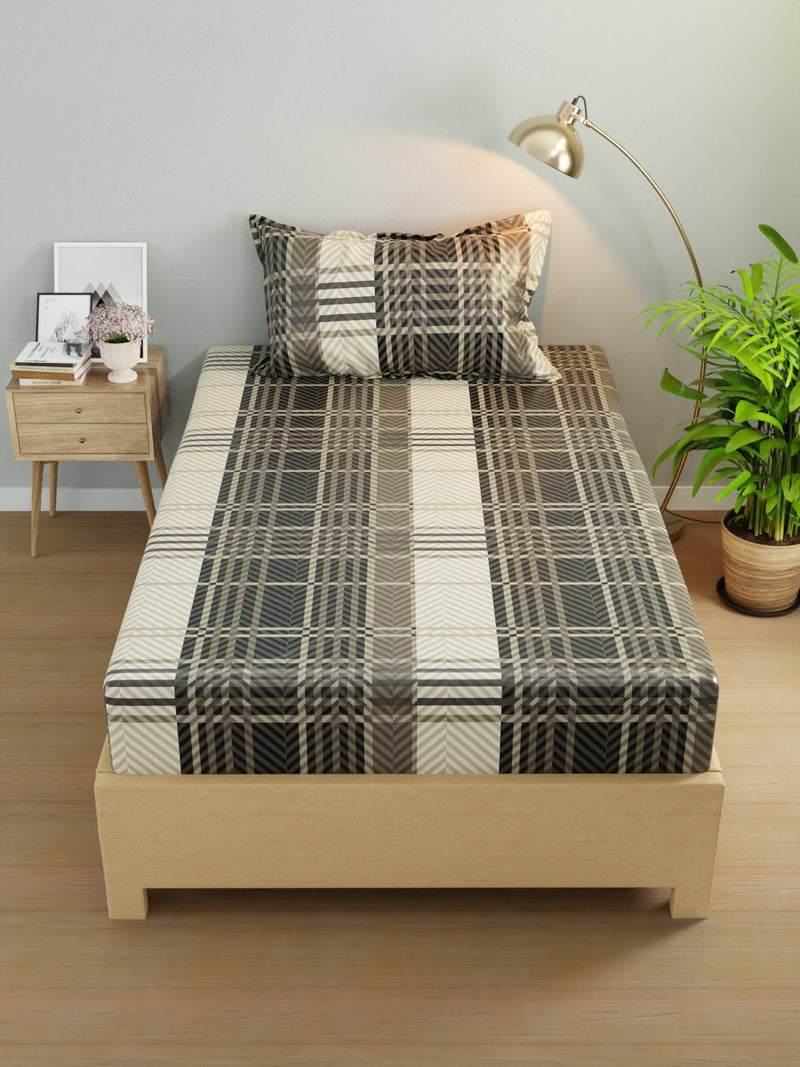 Extra Smooth Micro Single Bedsheet With 1 Pillow Cover <small> (abstract-grey/black)</small>