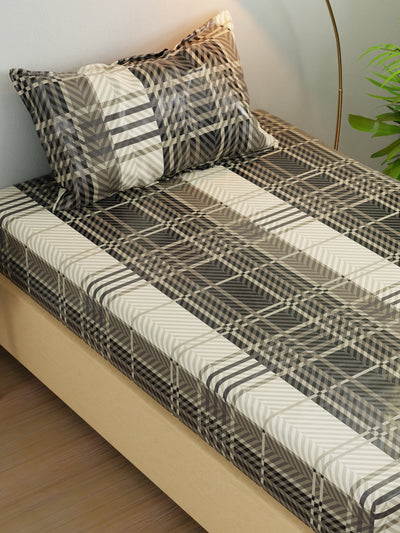 Extra Smooth Micro Single Bedsheet With 1 Pillow Cover <small> (abstract-grey/black)</small>