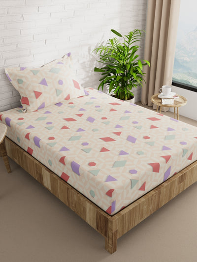 Extra Smooth Micro Single Bedsheet With 1 Pillow Cover <small> (geometric-blush/multi)</small>