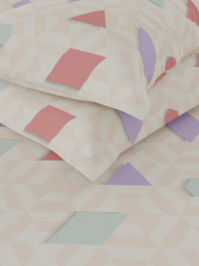 Extra Smooth Micro Double Bedsheet With 2 Pillow Covers <small> (geometric-blush/multi)</small>