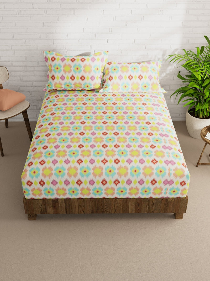 Extra Smooth Micro Double Bedsheet With 2 Pillow Covers <small> (ornamental-beige/multi)</small>
