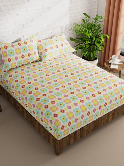 Extra Smooth Micro Double Bedsheet With 2 Pillow Covers <small> (ornamental-beige/multi)</small>