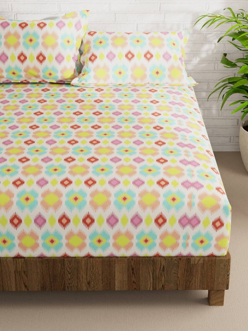 Extra Smooth Micro Double Bedsheet With 2 Pillow Covers <small> (ornamental-beige/multi)</small>