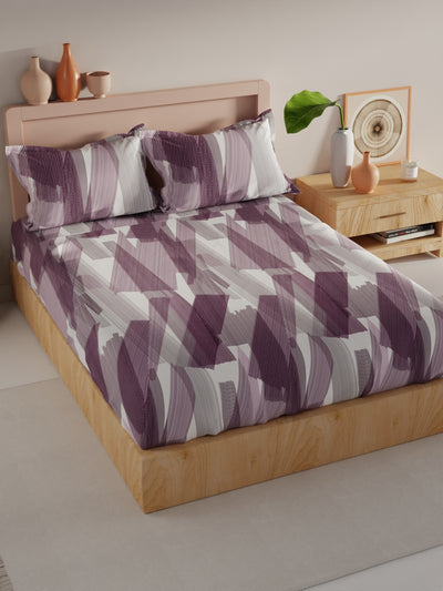 Bamboo Micro King Bedsheet With 2 Pillow Covers <small> (abstract-plum)</small>