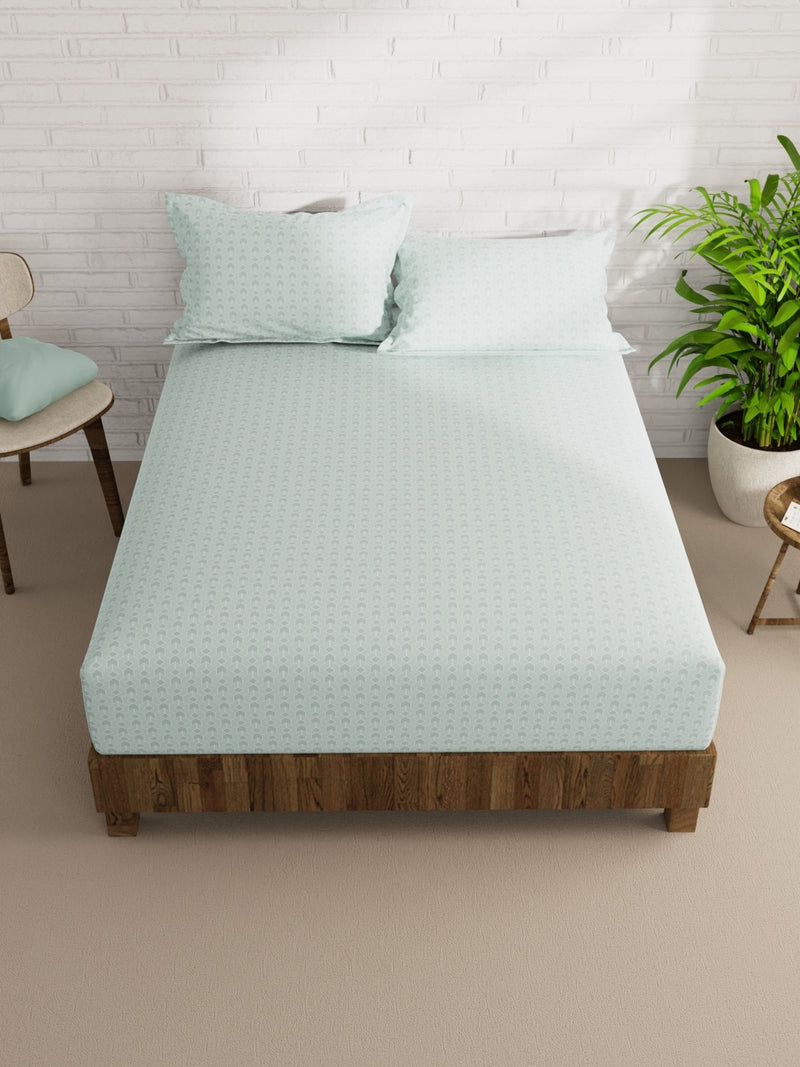 Extra Smooth Micro Double Bedsheet With 2 Pillow Covers <small> (geometric-mint)</small>