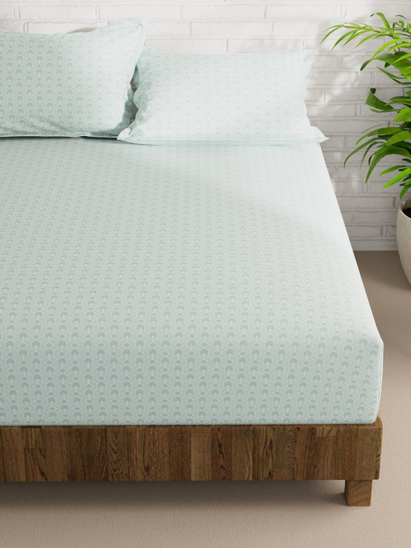 Extra Smooth Micro Double Bedsheet With 2 Pillow Covers <small> (geometric-mint)</small>