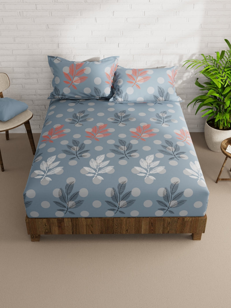 Extra Smooth Micro Double Bedsheet With 2 Pillow Covers <small> (floral-coastalblue)</small>