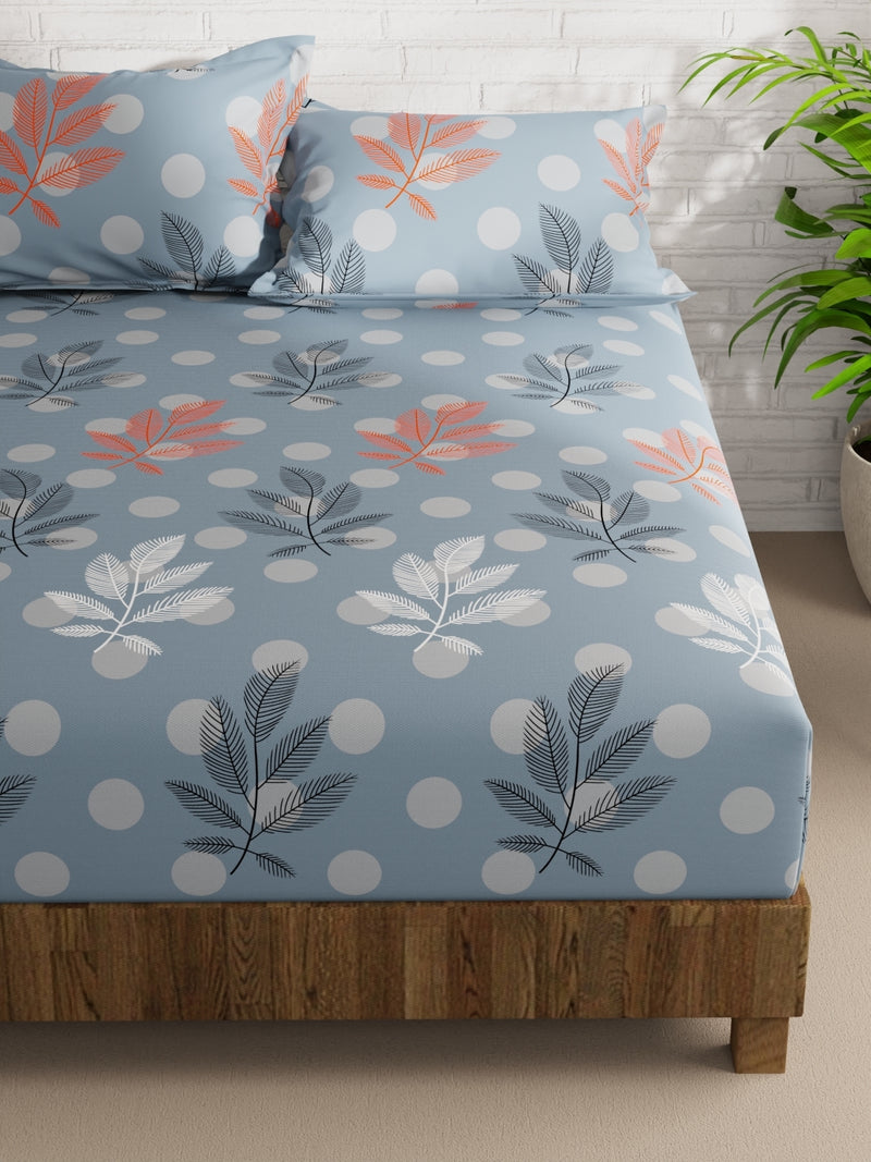 Extra Smooth Micro Double Bedsheet With 2 Pillow Covers <small> (floral-coastalblue)</small>