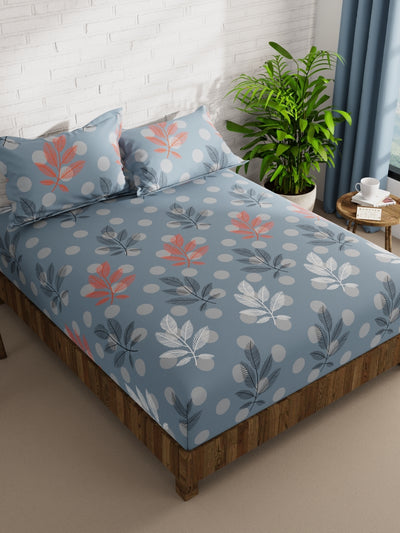 Extra Smooth Micro Double Bedsheet With 2 Pillow Covers <small> (floral-coastalblue)</small>