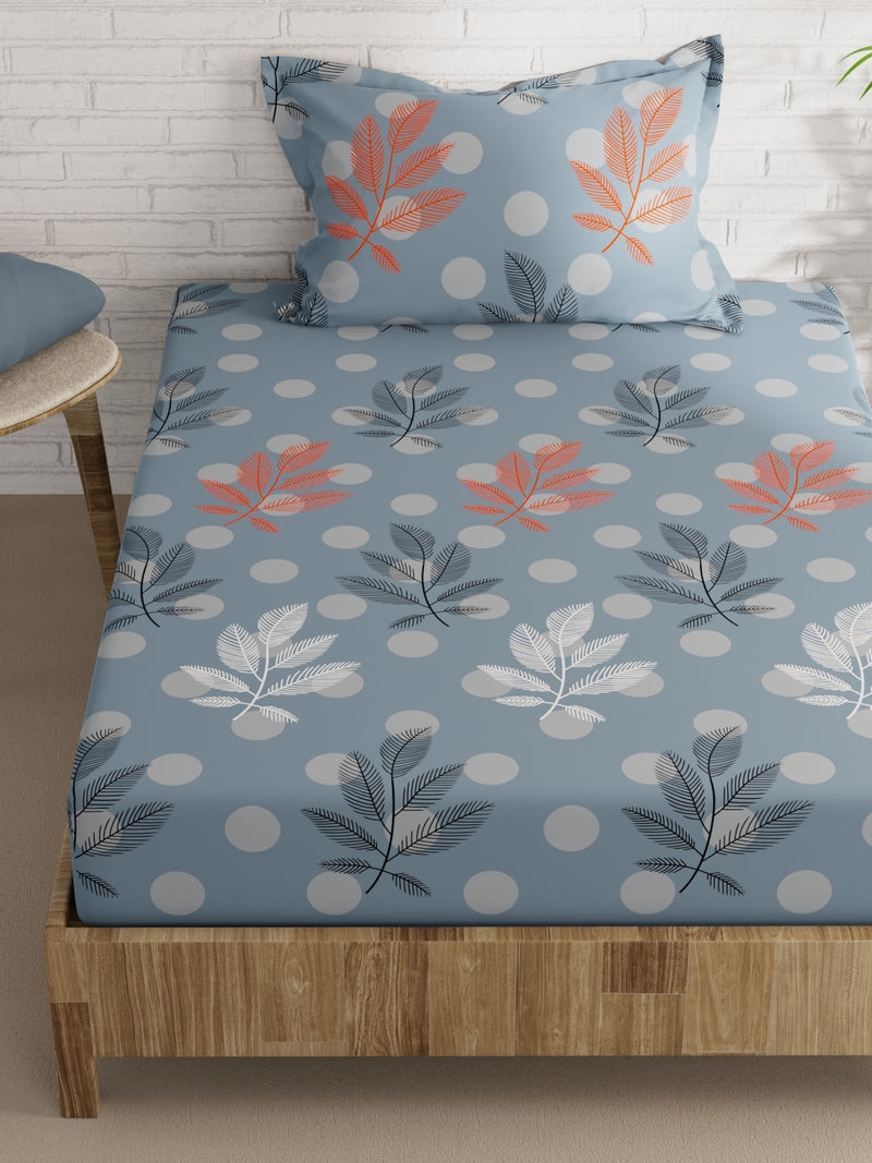Extra Smooth Micro Single Bedsheet With 1 Pillow Cover <small> (floral-coastalblue)</small>