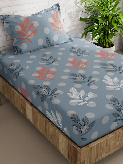 Extra Smooth Micro Single Bedsheet With 1 Pillow Cover <small> (floral-coastalblue)</small>