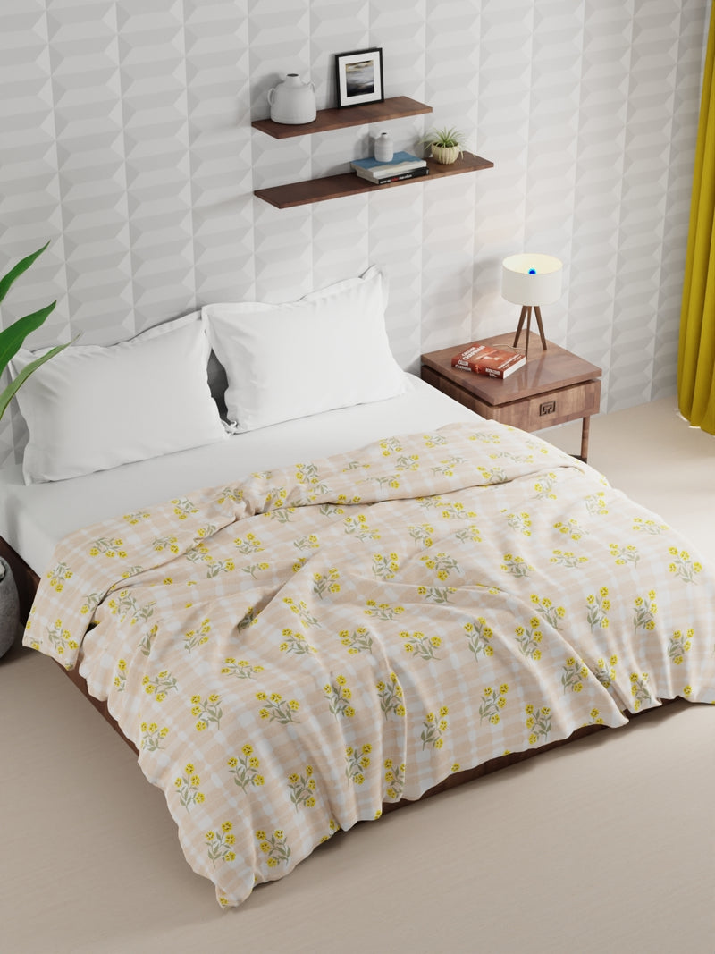 Super Soft Microfiber Double Comforter For All Weather <small> (floral-beige/yellow)</small>