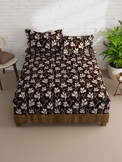 Extra Smooth Micro Double Bedsheet With 2 Pillow Covers <small> (floral-chocolate)</small>