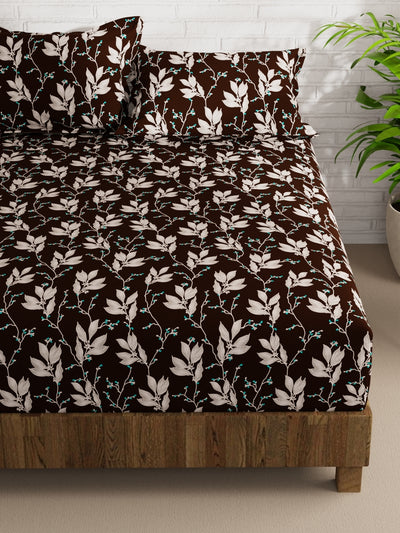 Extra Smooth Micro Double Bedsheet With 2 Pillow Covers <small> (floral-chocolate)</small>
