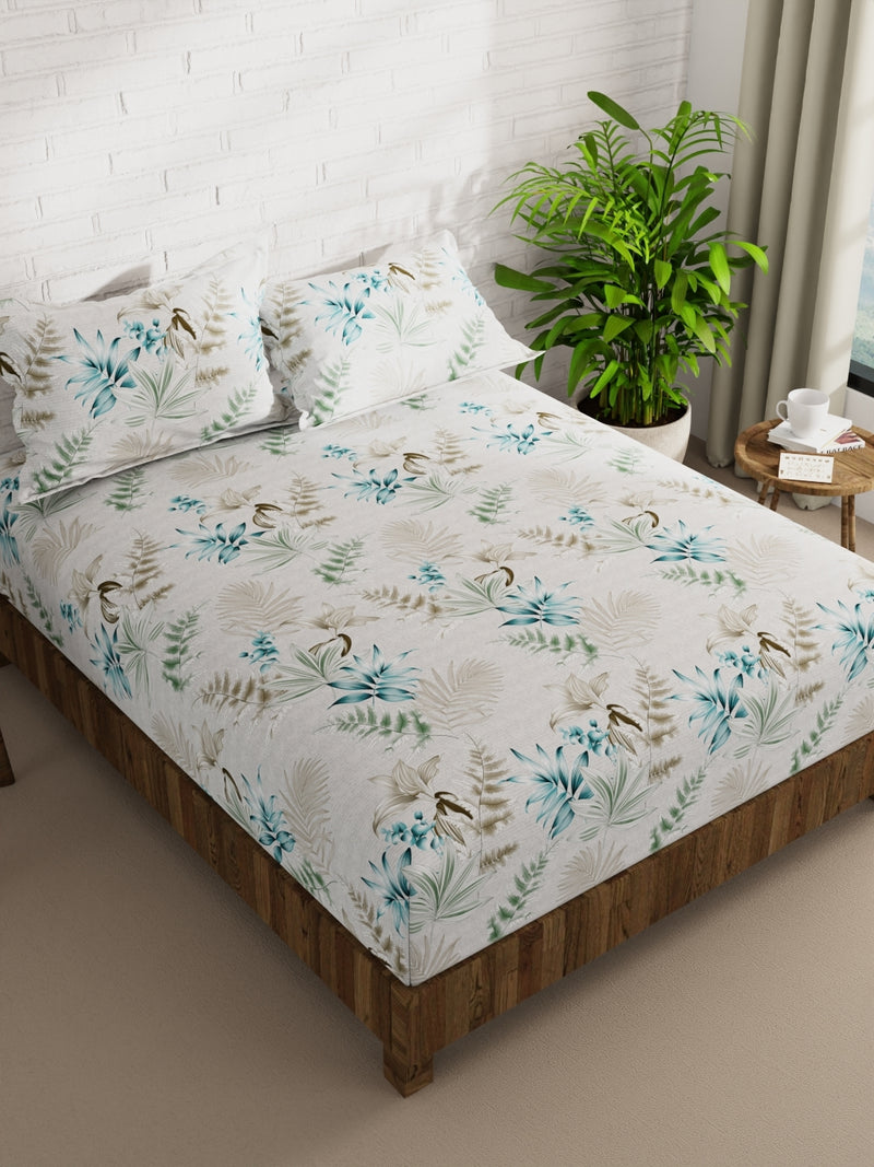 Extra Smooth Micro Double Bedsheet With 2 Pillow Covers <small> (floral-ivory/multi)</small>