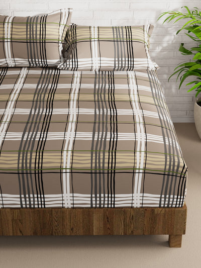 Extra Smooth Micro Double Bedsheet With 2 Pillow Covers <small> (checks-grey)</small>