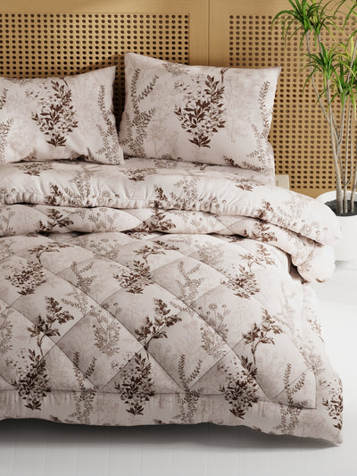 Extra Smooth Micro Double Comforter With 1 Double Bedsheet And 2 Pillow Covers For All Weather <small> (ornamental-biscuit)</small>