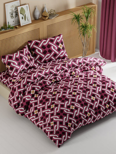 Extra Smooth Micro Double Comforter With 1 Double Bedsheet And 2 Pillow Covers For All Weather <small> (ornamental-red/multi)</small>
