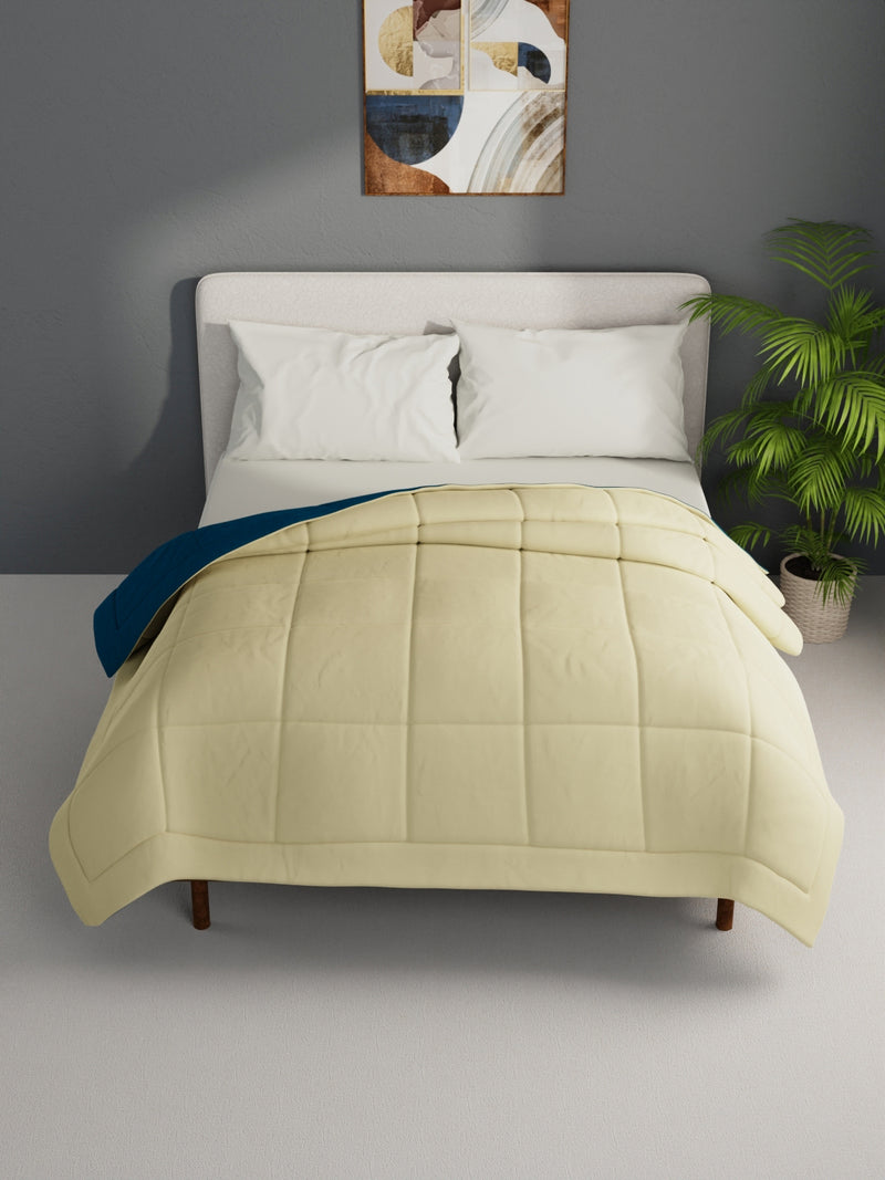 Air Cool Microfiber Reversible Heavy Comforter For Winters <small> (solid-yellow/dk.teal)</small>