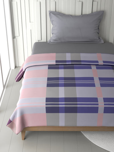 100% Premium Cotton Blanket With Pure Cotton Flannel Filling <small> (checks-purple/maroon)</small>