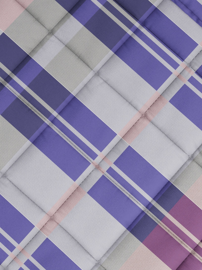 100% Premium Cotton Fabric Comforter For All Weather <small> (checks-purple/maroon)</small>