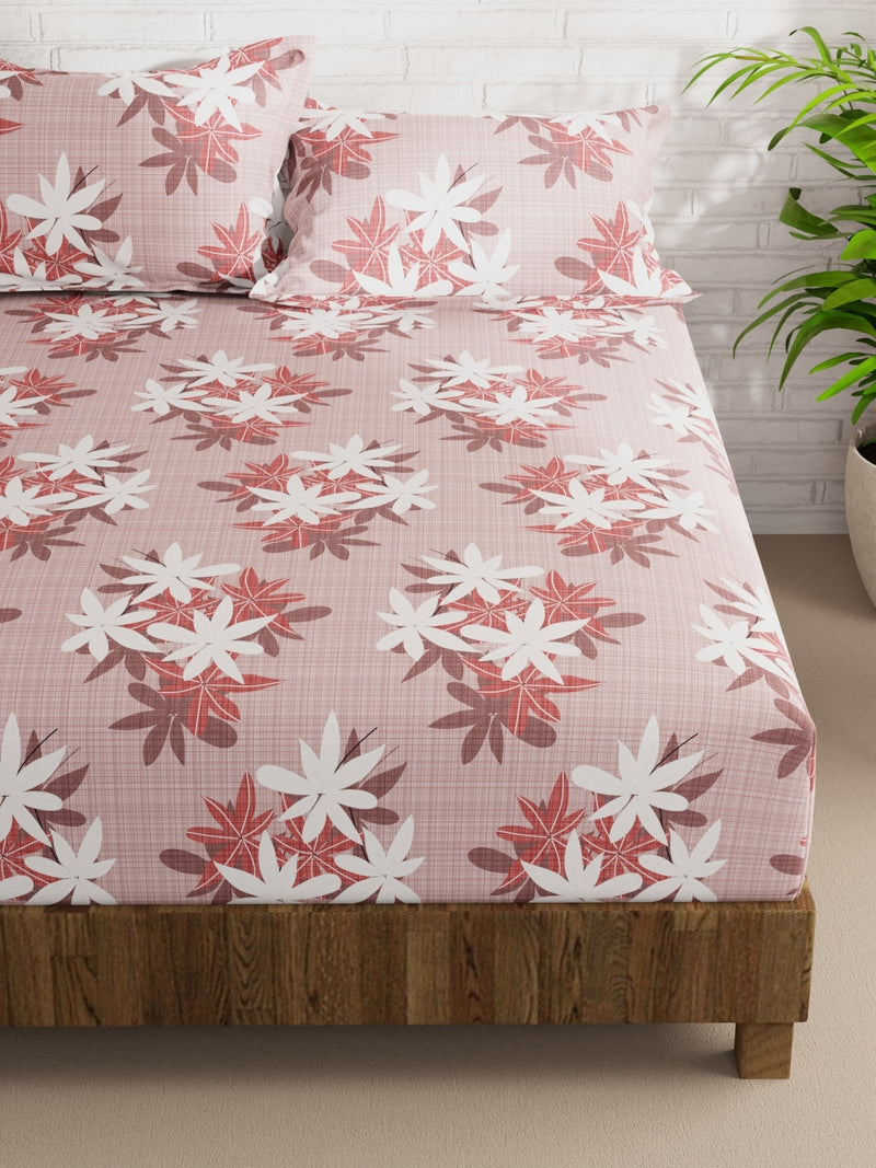 Extra Smooth Micro Double Bedsheet With 2 Pillow Covers <small> (floral-blush)</small>