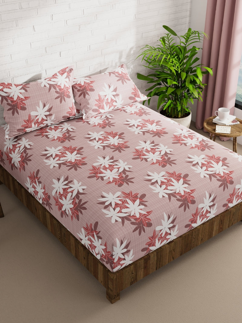 Extra Smooth Micro Double Bedsheet With 2 Pillow Covers <small> (floral-blush)</small>